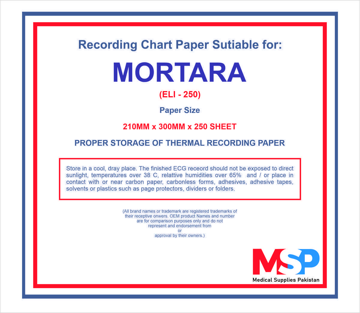 ELI 250 MORTARA ECG Paper Z Fold