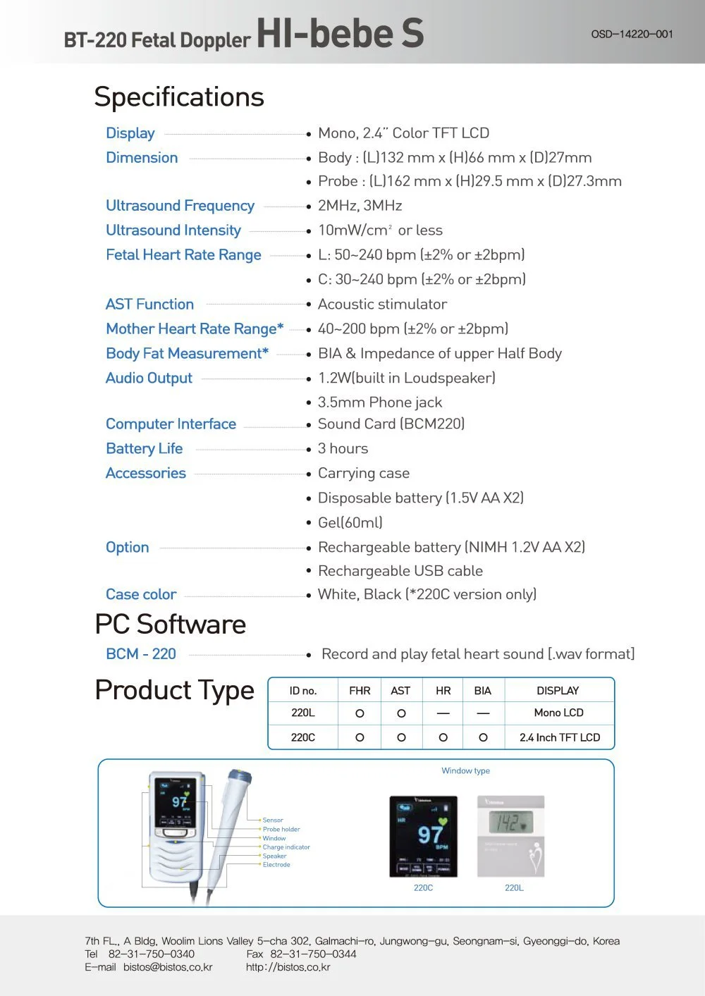 Fetal Doppler BT 220C Hibebe S, Bistos Korea - Image 2