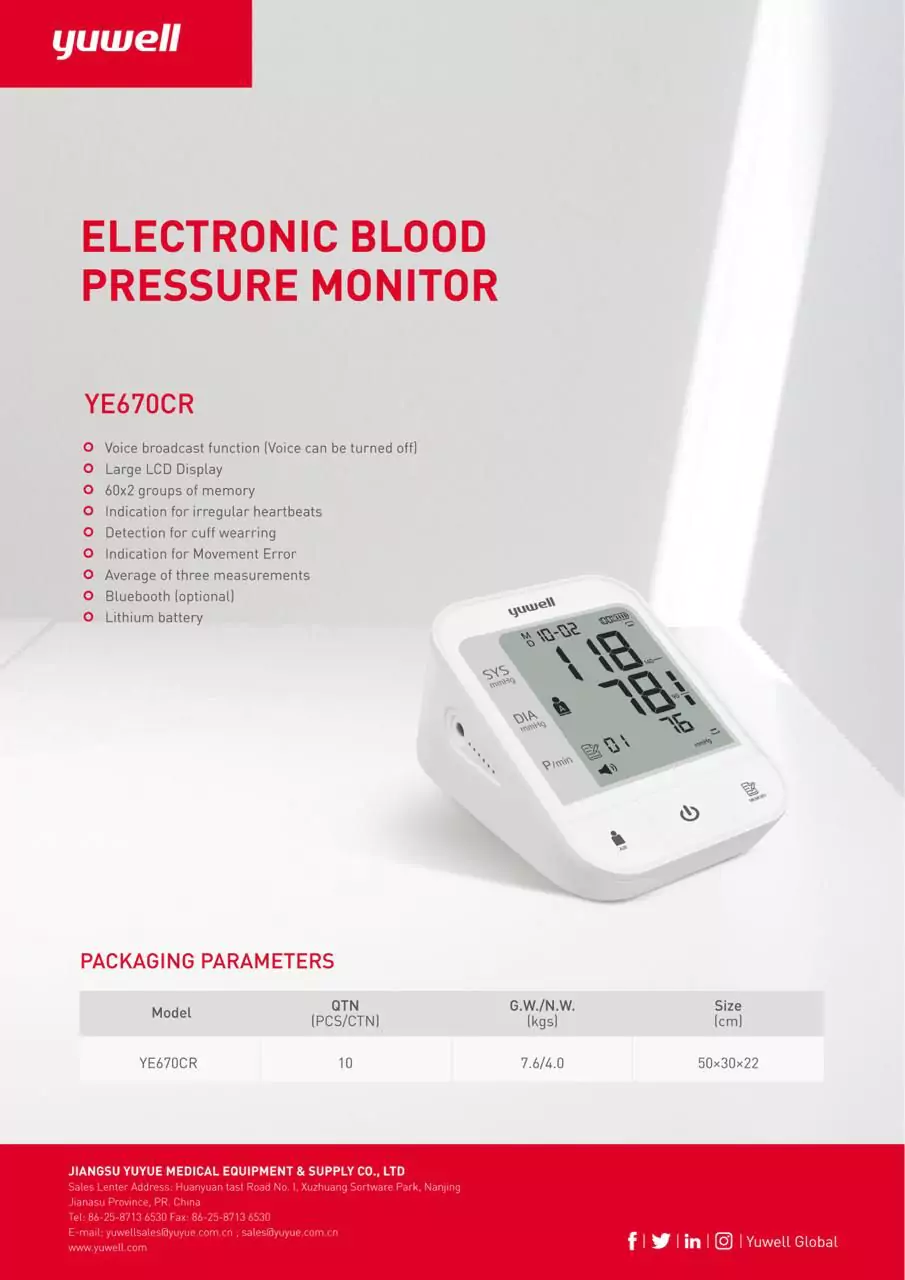YE 670CR Digital Blood Pressure Monitor